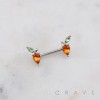 CARROT TEARDROP CZ 316L SURGICAL STEEL NIPPLE RING